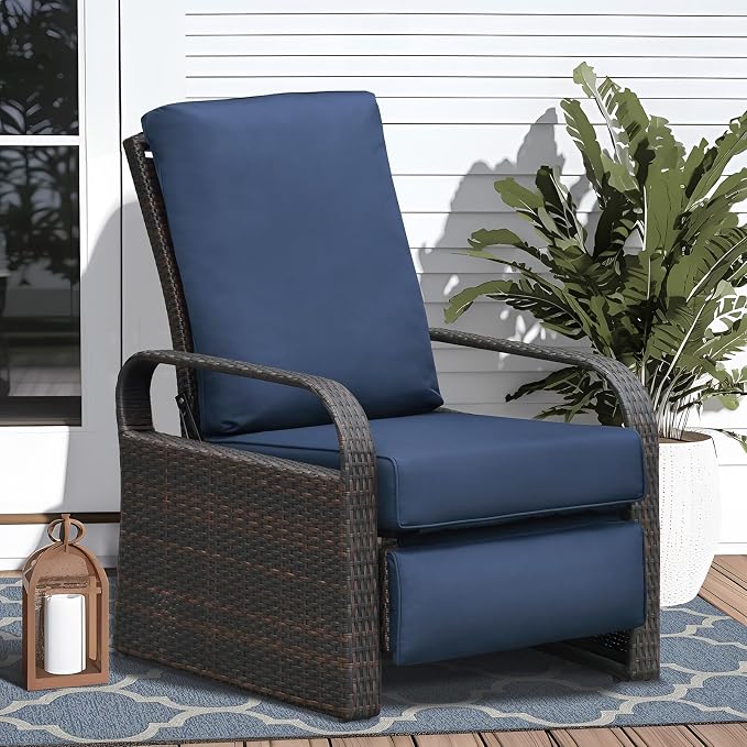 Indoor Outdoor All-Weather PE Wicker Adjustable Reclining Lounge Chair - Image 2