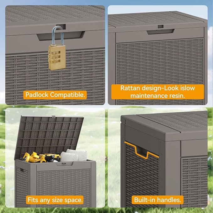 31 Gallon Outdoor Storage Box, Resin Deck Boxes Indoor and outdoor, Waterproof - Image 3