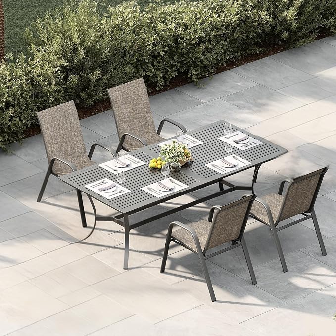 Stackable Outdoor Patio Dining Chairs Set of 4 – Heavy Duty, High Back - Image 2