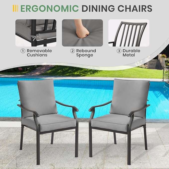 LVUYOYO Outdoor Patio Dining Chairs Set of 6, Metal Stackable Chairs Set - Image 6