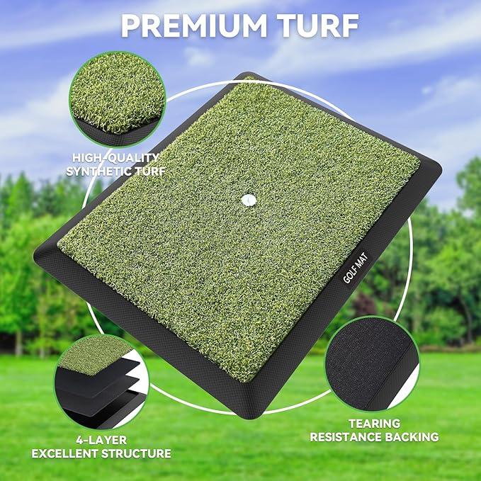 Golf Hitting Mat, Golf Practice Mat Outdoor Indoor for Training Chipping Show Swing Path, Golf Impact Turf Mat with Rubber Backing,Golf Accessories for Men,Gifts for Men/Dad/Husband