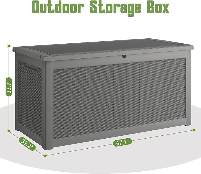 330 Gallon Outdoor Storage Box, Resin Large Deck Box Outdoor Waterproof Storage - Image 2