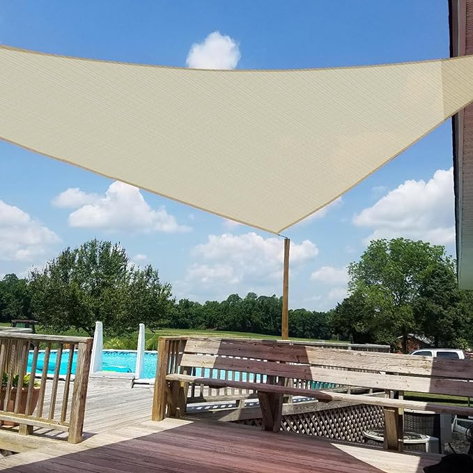 WINDSCREEN4LESS 16' x 16' x 16' Sun Shade Sail UV Block Fabric Canopy in Beige by Windscreen4less