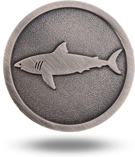 Full Metal Markers Shark Unique Magnetic Metal Golf Ball Marker Accessory with Hat Clip for Men and Women