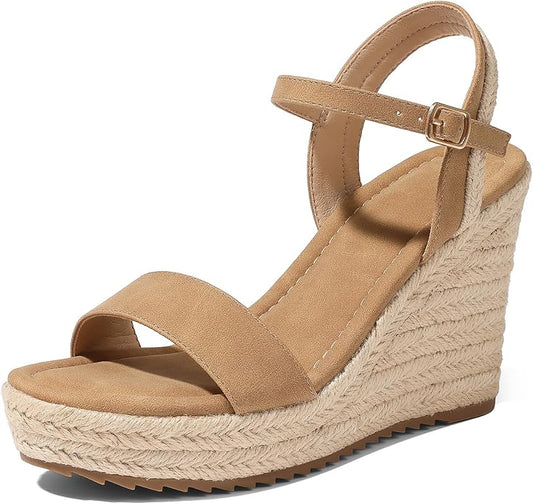 mikarka Women's Espadrille Wedge Sandals: Ankle Strap Platform Open Toe Wedges - Stylish High Heel Dressy Summer Wedges for Women, Inspired by Espadrilles
