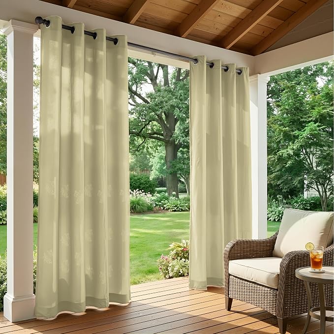 Set of 4 Outdoor Curtains for Patio Waterproof, Breathable Grommet Panels for - Image 2