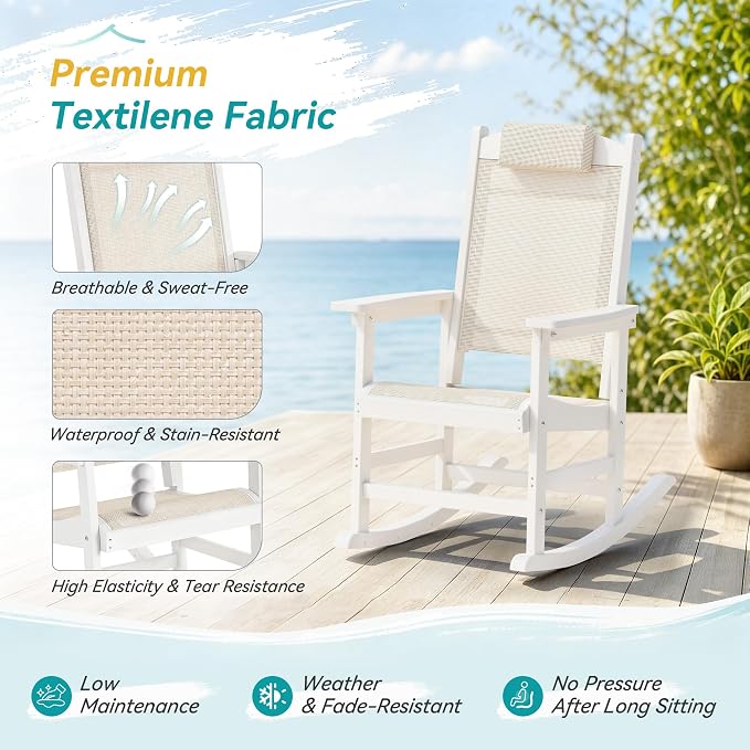 3-Piece Outdoor Rocking Chair Set, HDPE Patio Rocking Chair - Image 5
