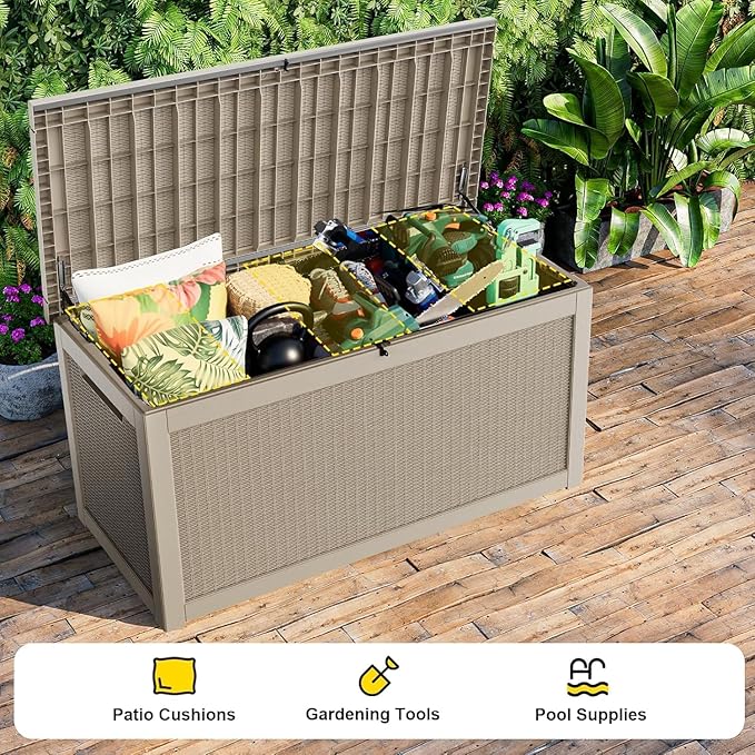 320 Gallon Outdoor Storage Box, Large Deck Box Waterproof UV Resistant - Image 5