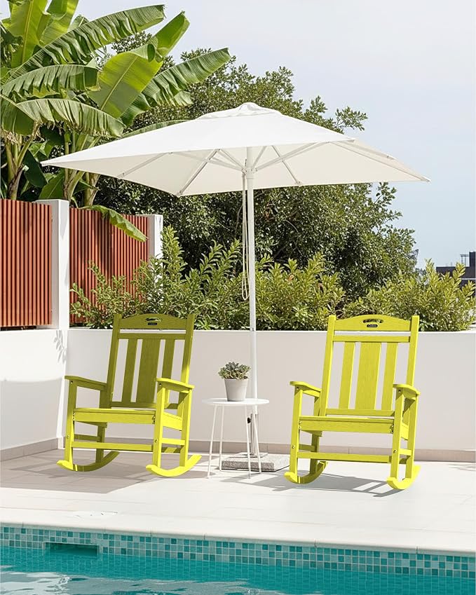 Oversized Outdoor Rocking Chairs Set of 3, 380lbs Heavy-Duty Large Patio Rocker - Image 2