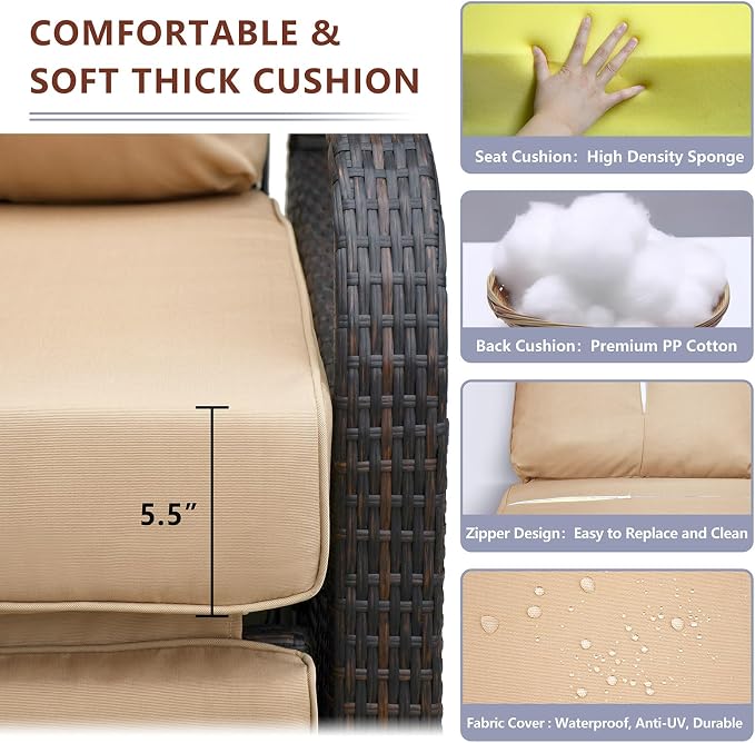 Outdoor Recliner, Aluminum Frame Patio Chaise Lounge Chairs - Image 5