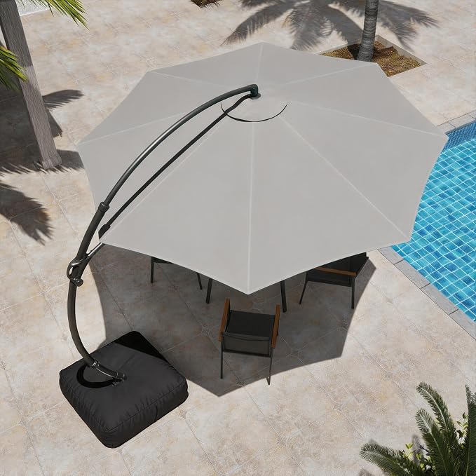 Outdoor Patio Umbrella with Base included, 12 FT Deluxe Curvy Cantilever - Image 2