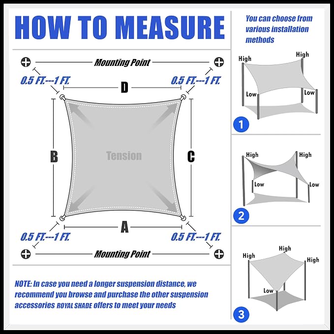 Royal Shade 6' x 21' Custom Size Beige Rectangle Sunshade Sail - Image 6