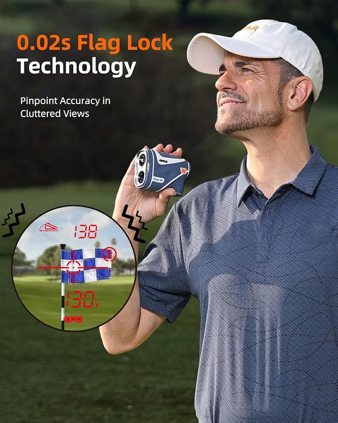 AOFAR GX10 Golf Rangefinder with Exclusive Auto RED Display Adjustment, Max N52 Magnet for Absorbing Anywhere, Independent Slope Switch Button with Indicator Light, Full Accessories, IPX4 Waterproof