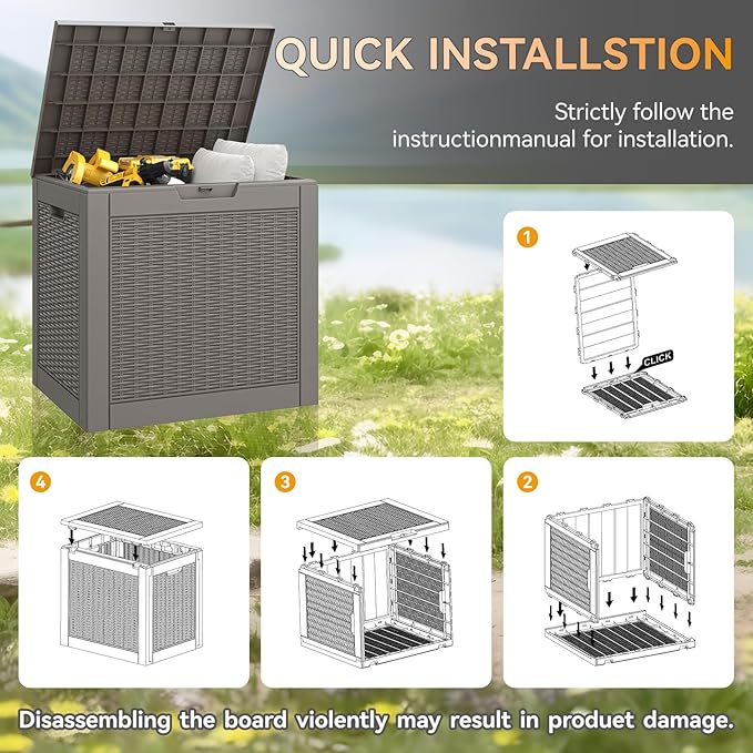 31 Gallon Outdoor Storage Box, Resin Deck Boxes Indoor and outdoor, Waterproof - Image 6