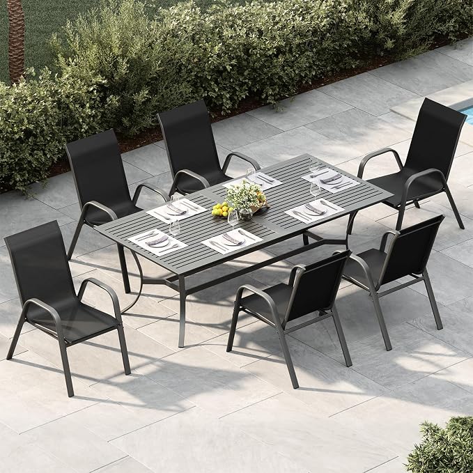 Garvee Patio Chairs Set of 6, Stackable Chairs - Image 2