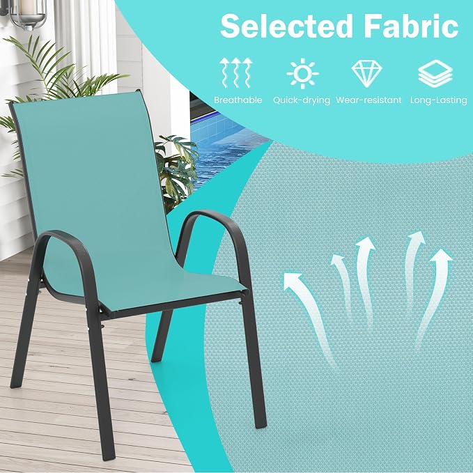 Tangkula Patio Dining Chairs Set of 2, Outdoor Stackable All Weather Heavy Duty - Image 5