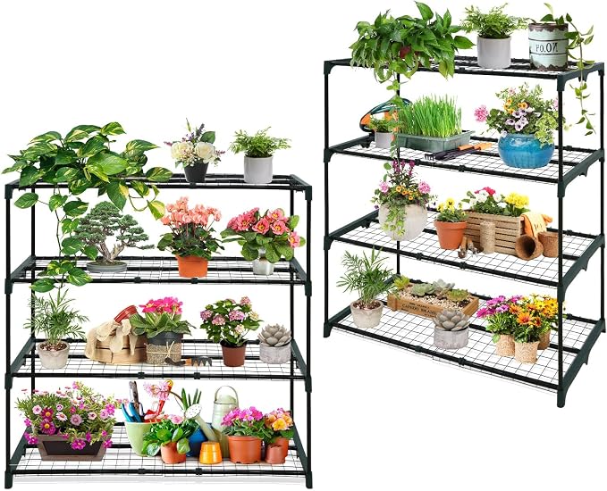 EAGLE PEAK Greenhouse Shelving Staging Double 4 Tier, Outdoor/Indoor Plant by EAGLEPEAK