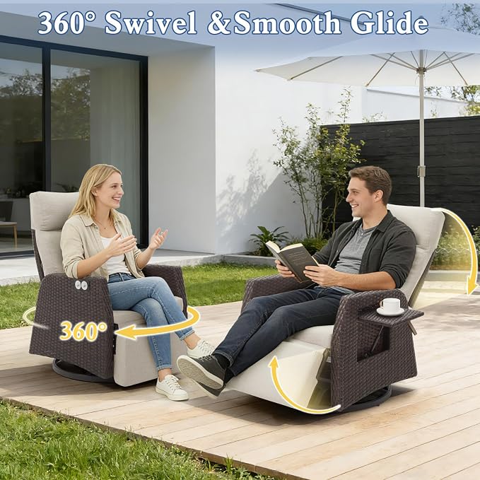 Outdoor Swivel Recliner Chair, Adjustable Patio Recliner, 2PK | Independent - Image 4