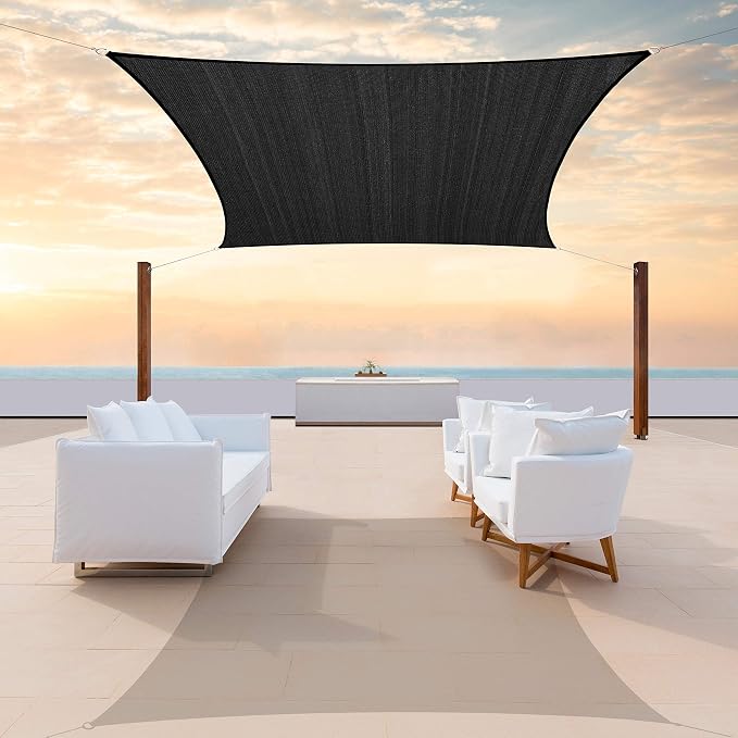 Colourtree CTAPR1220 Custom Size 6' x 16' Black Sun Shade Sail Canopy UV Block by ColourTree
