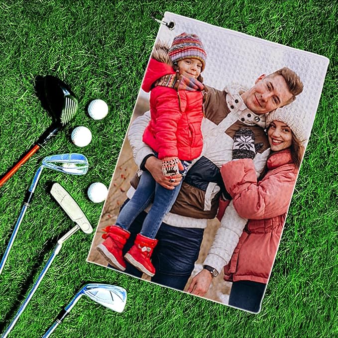Custom Personalized Golf Towel 16"x40" Bulk 1-100Pcs, Customizable Logo Picture Photo Design Name Text Golf Towels for Golf Bags for Men and Women with Clip,Funny Golfing Gift for Golfers Golf Fans