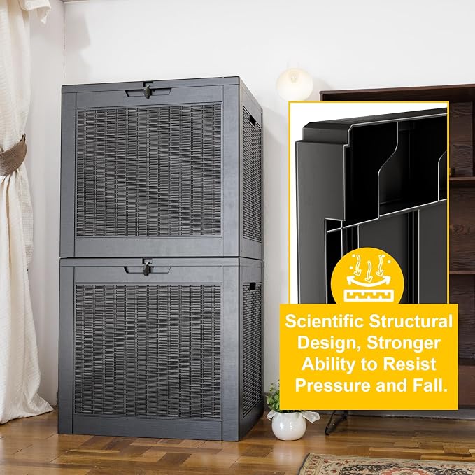 PatioZen 36 Gallon Deck Box Outdoor, Weatherproof Resin Patio Storage Box - Image 6