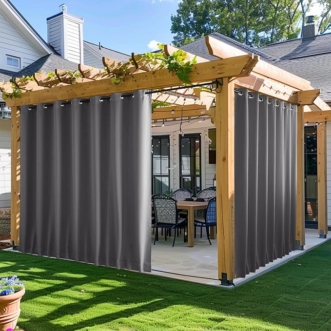 NICETOWN Gazebo Curtains Outdoor Waterproof W100 x L84 in Grey | Windproof by NICETOWN