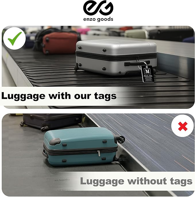 Personalized Luggage Tag | 4 Pack | Custom Luggage Tags for Suitcases | Kids Backpack Tag | 10 Color Options & Choose Font, Font Color