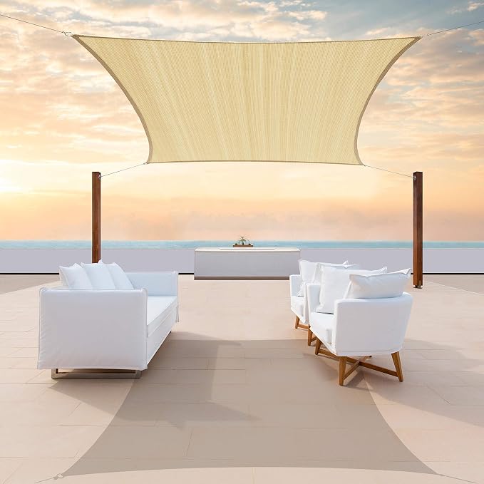 Colourtree CTAPR1220 Custom Size 18' x 19' Beige Sun Shade Sail Canopy UV Block by ColourTree