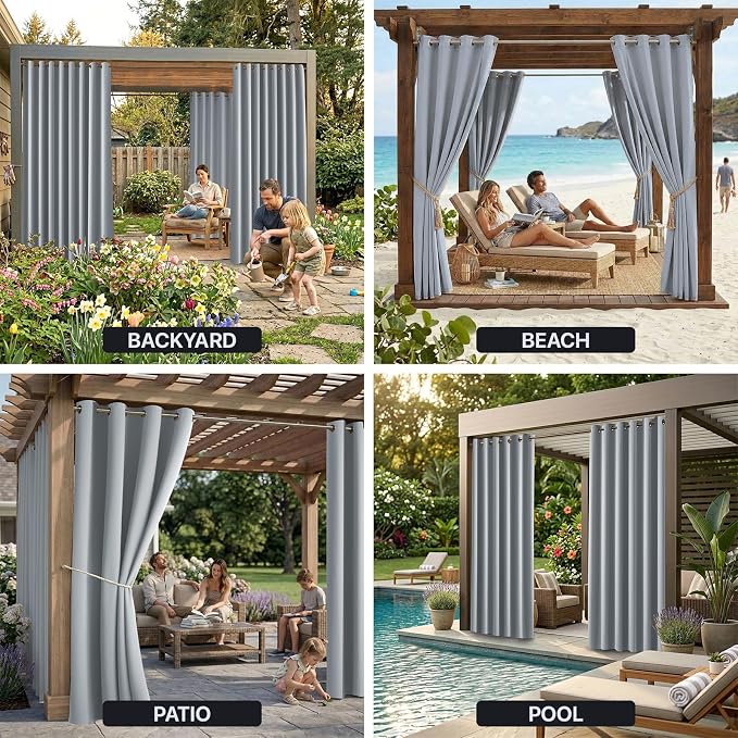 Water Resistant Outdoor Patio Curtain Darkening Thermal Insulated Indoor - Image 9