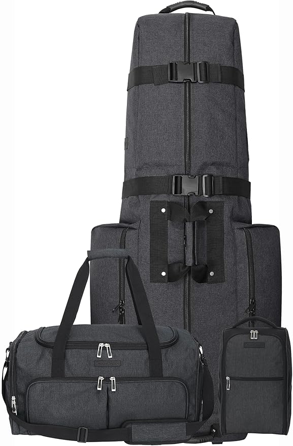 CaddyDaddy Constrictor Soft-Sided Golf Travel Bag Cover with Thick Dense Foam Padded Top 1 Year Full Travel Bag Replacement Coverage | Wheels & Lockable Zippers Case for Transporting Clubs on Airlines