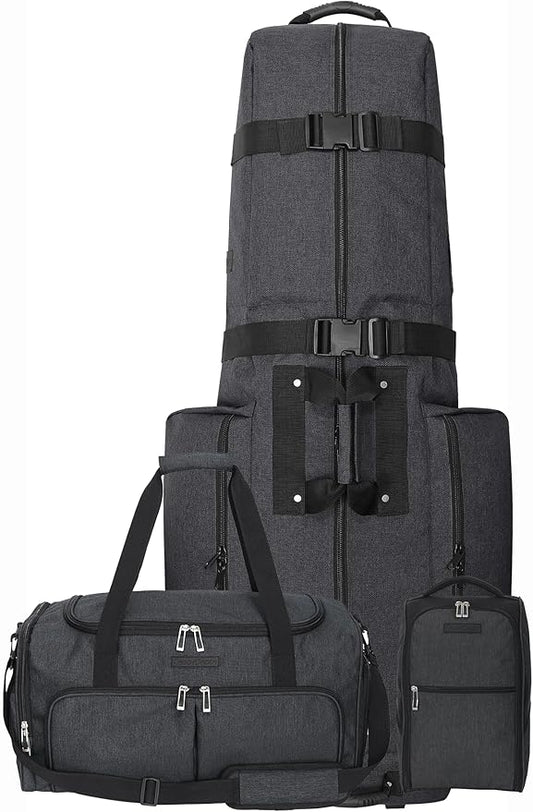 CaddyDaddy Constrictor Soft-Sided Golf Travel Bag Cover with Thick Dense Foam Padded Top 1 Year Full Travel Bag Replacement Coverage | Wheels & Lockable Zippers Case for Transporting Clubs on Airlines
