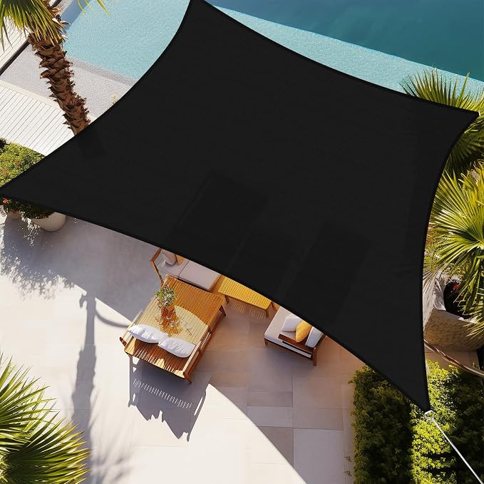 Shade&Beyond 20'x30' Sun Shade Sail Canopy Rectangle, UV Block Breathable Black by ShadeBeyond