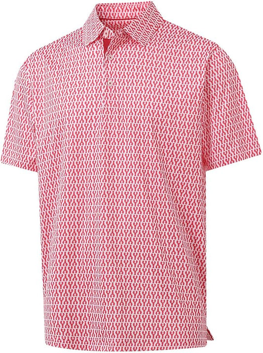 Golf Shirts for Men Dry Fit Short Sleeve Print Performance Moisture Wicking Polo Shirt