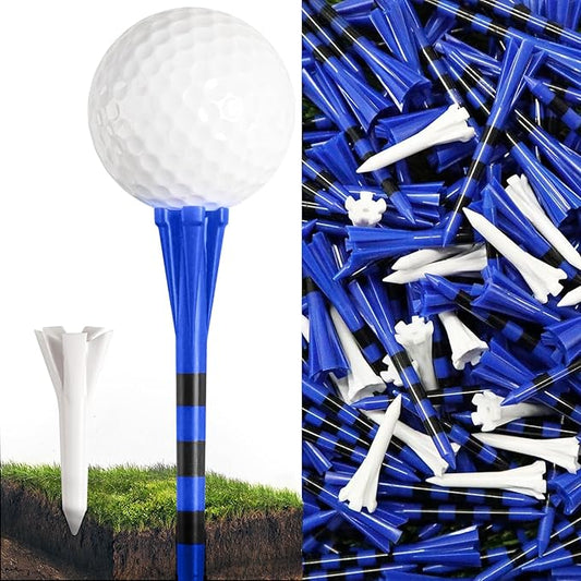 FINGER TEN Unbreakable Golf Tees Plastic 80 3 1/4" or 2 3/4" Driver Tees with 20 1 1/2" Iron Tees Assorted Pack, Low Resistance & Consistent Height Long Short Tees with Bright Colors