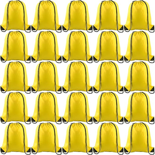 KUUQA 25Pcs Yellow Drawstring Bags - String Backpacks for Gym, Sport, Traveling