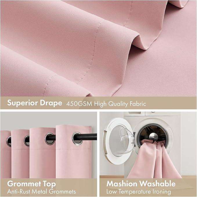 MIULEE Light Pink 100% Blackout Curtains - Image 7