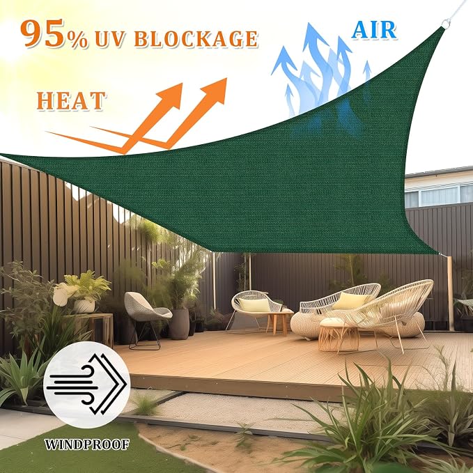 Shade&Beyond 9'x12' Sun Shade Sail Canopy Rectangle, UV Block Breathable Curved - Image 2