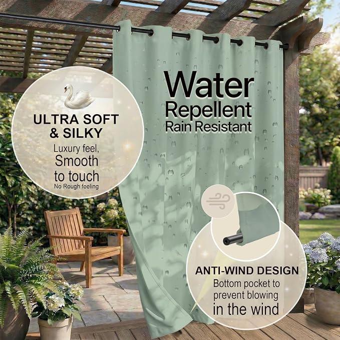 Outdoor Patio Curtain Waterproof Darkening Thermal Insulated Indoor Curtains - Image 4