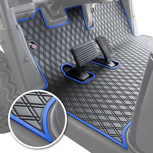 Xtreme Mats EZGO RXV Golf Cart Mat, Full Coverage Golf Cart Floor Liner Mat - Only Fits EZGO RXV (2008-2022) & 2Five (2009+) - Black with Blue Trim