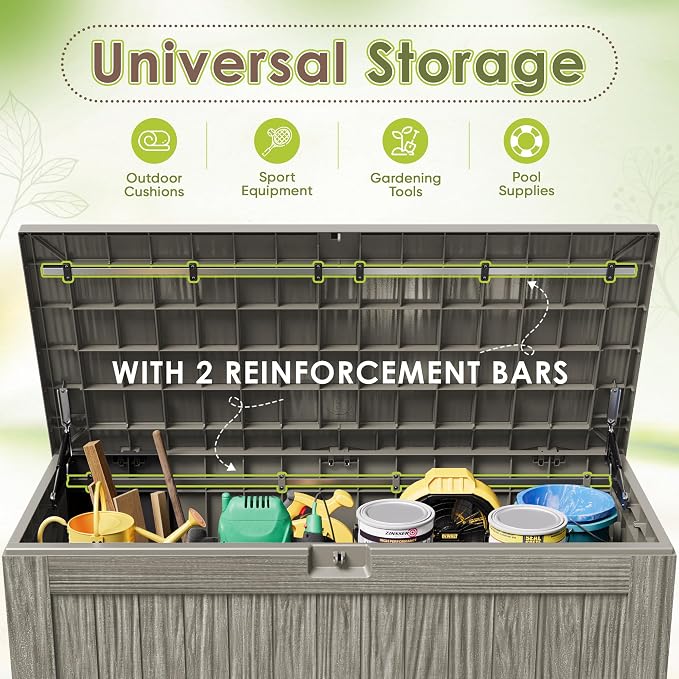 Devoko 125 Gallon Outdoor Storage Box, Waterproof Resin Deck Box | - Image 4