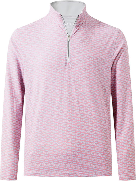 M MAELREG Quarter Zip Golf Pullover Men Dry Fit Long Sleeve Performance Wicking 1/4 Zip Full Print Pullover Mens Sweatshirt