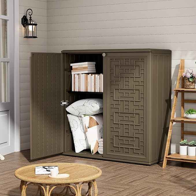 ZZM HDPE Outdoor Storage Shed, Outdoor Plastic Storage Cabinet, Horizontal - Image 2