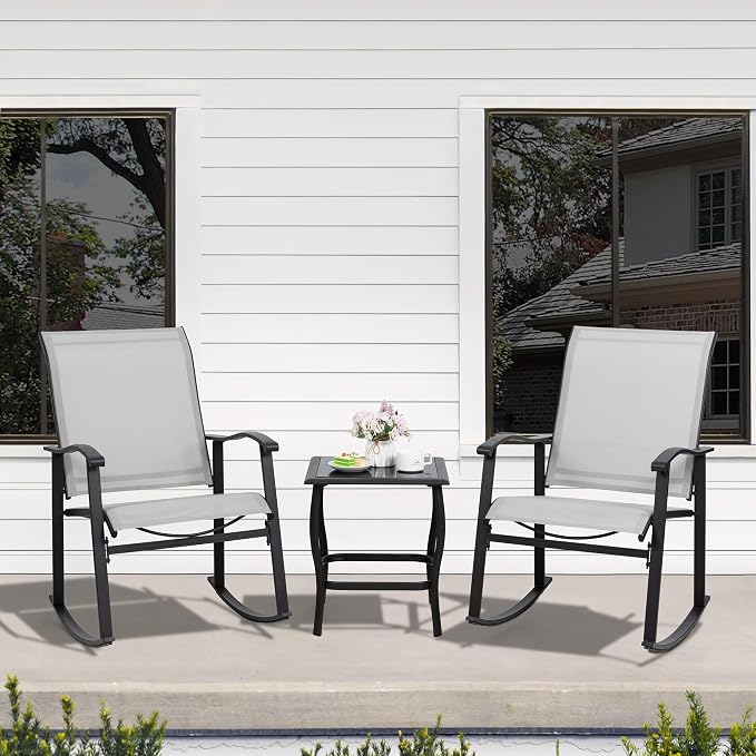Shintenchi 3 Piece Rocking Bistro Set, Outdoor Furniture - Image 2