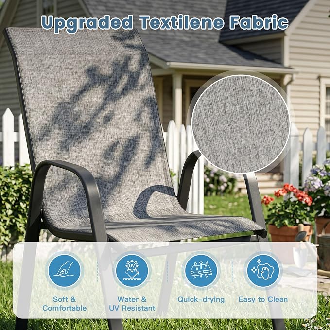 DIFY Patio Chairs Set of 8, Stackable Outdoor Dining Chairs Set - Image 5