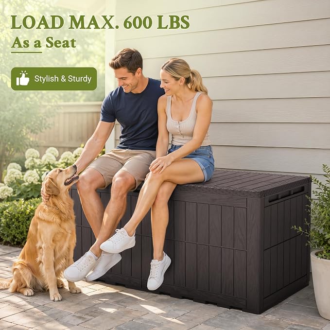 Flamaker 220 Gallon Large Outdoor Storage Box Waterproof, XL Resin Deck Box | - Image 7