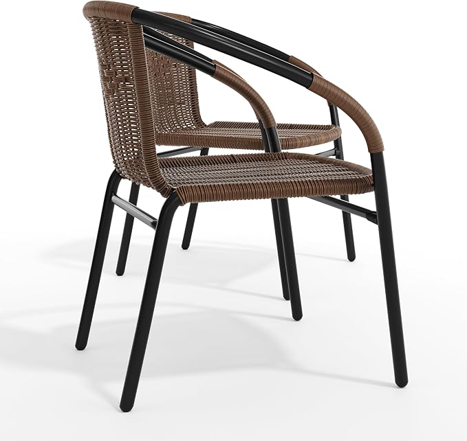 Flash Furniture Lila Modern Rattan Indoor/Outdoor Stackable Dining Chairs - Image 11