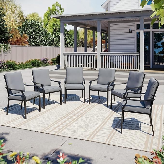 LVUYOYO Outdoor Patio Dining Chairs Set of 6, Metal Stackable Chairs Set - Image 2