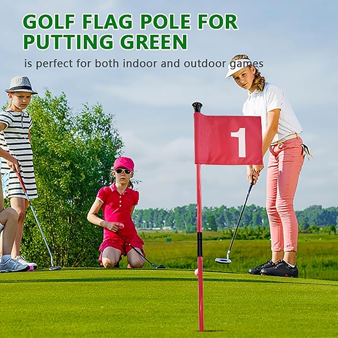 Golf Flagstick for Portable Sectional Yard - Foldable Golf Pin Flag with Putting Flag Ideal for Backyard Practice & Home Golf Setup
