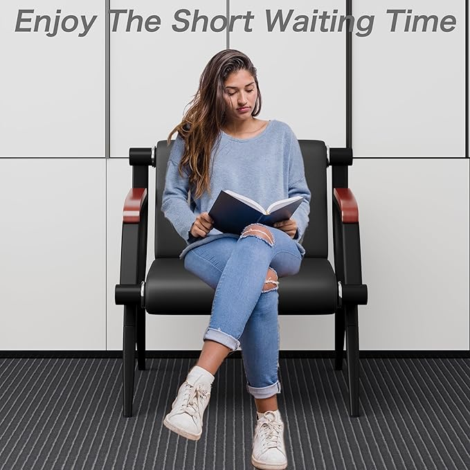wonline Waiting Room Chairs, Office Furniture Reception Chairs with Arms, Leather Chairs is Suitable for Clinic,Airport,Hospital,Barber,Salon,Bank-(Black 4pcs)