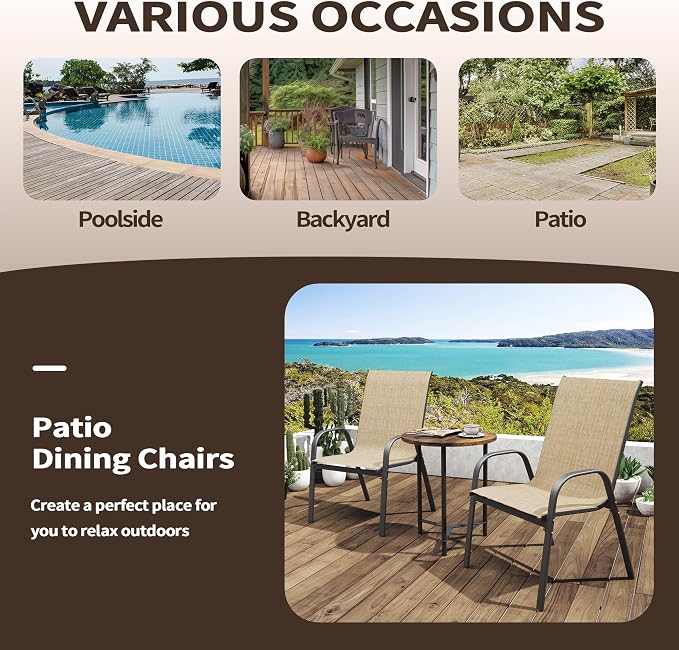 Patio Chairs Set of 8, Outdoor Dining Chairs - Image 7